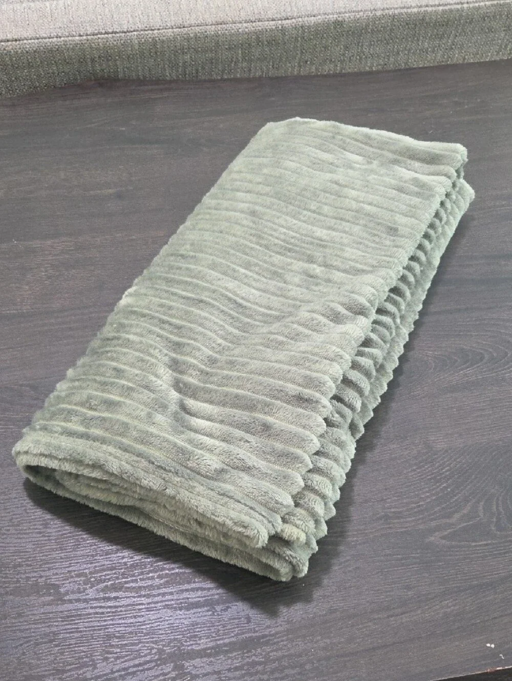 Ribbed Plush Throw Blanket in Sage Green